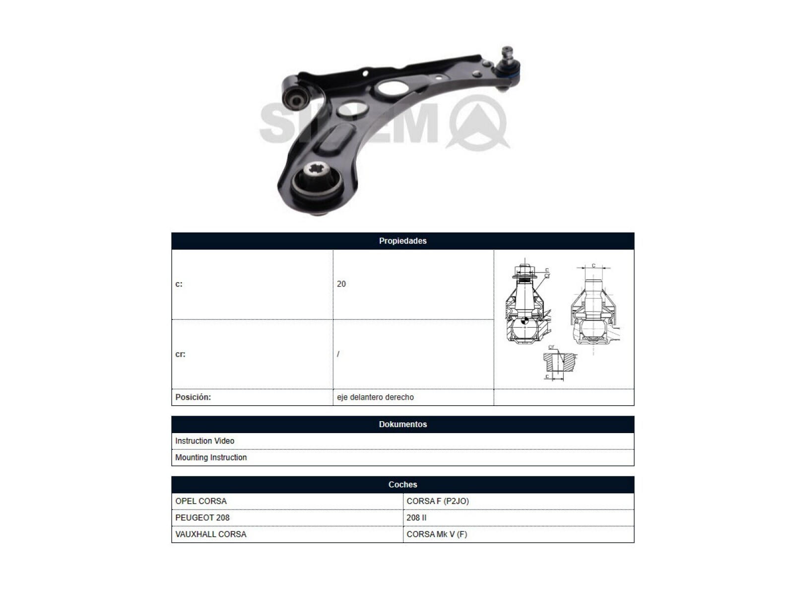 Parilla De Suspension Delantera Peug 208 21-25 Der 