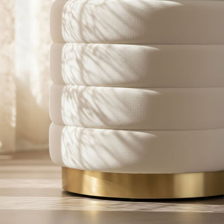 Banco baúl de tela Terciopelo - 40x40cm Blanco