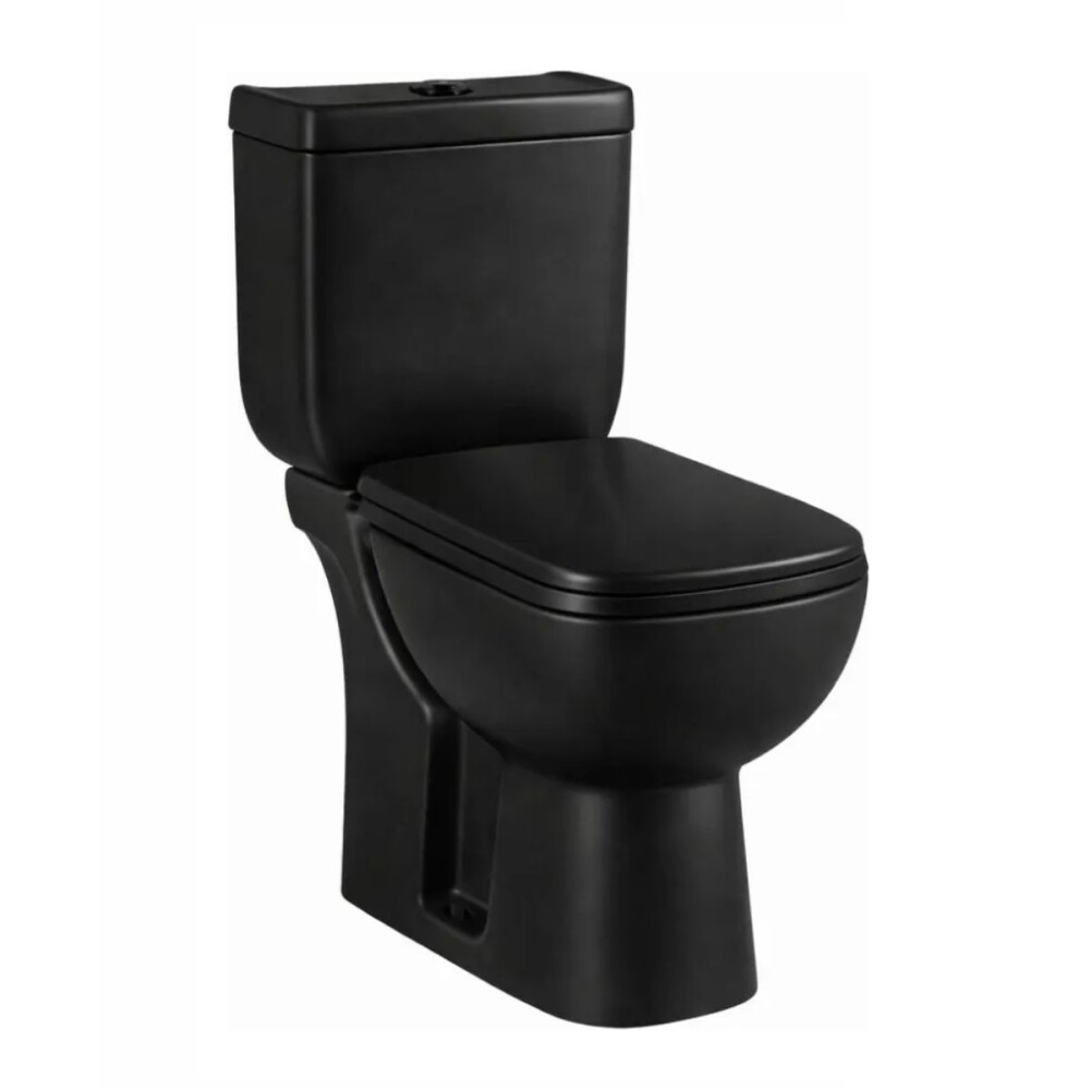 Inodoro largo con mochila Montano Negro Mate Dmc Inodoro Largo Con Mochila Montano Negro Mate Dmc