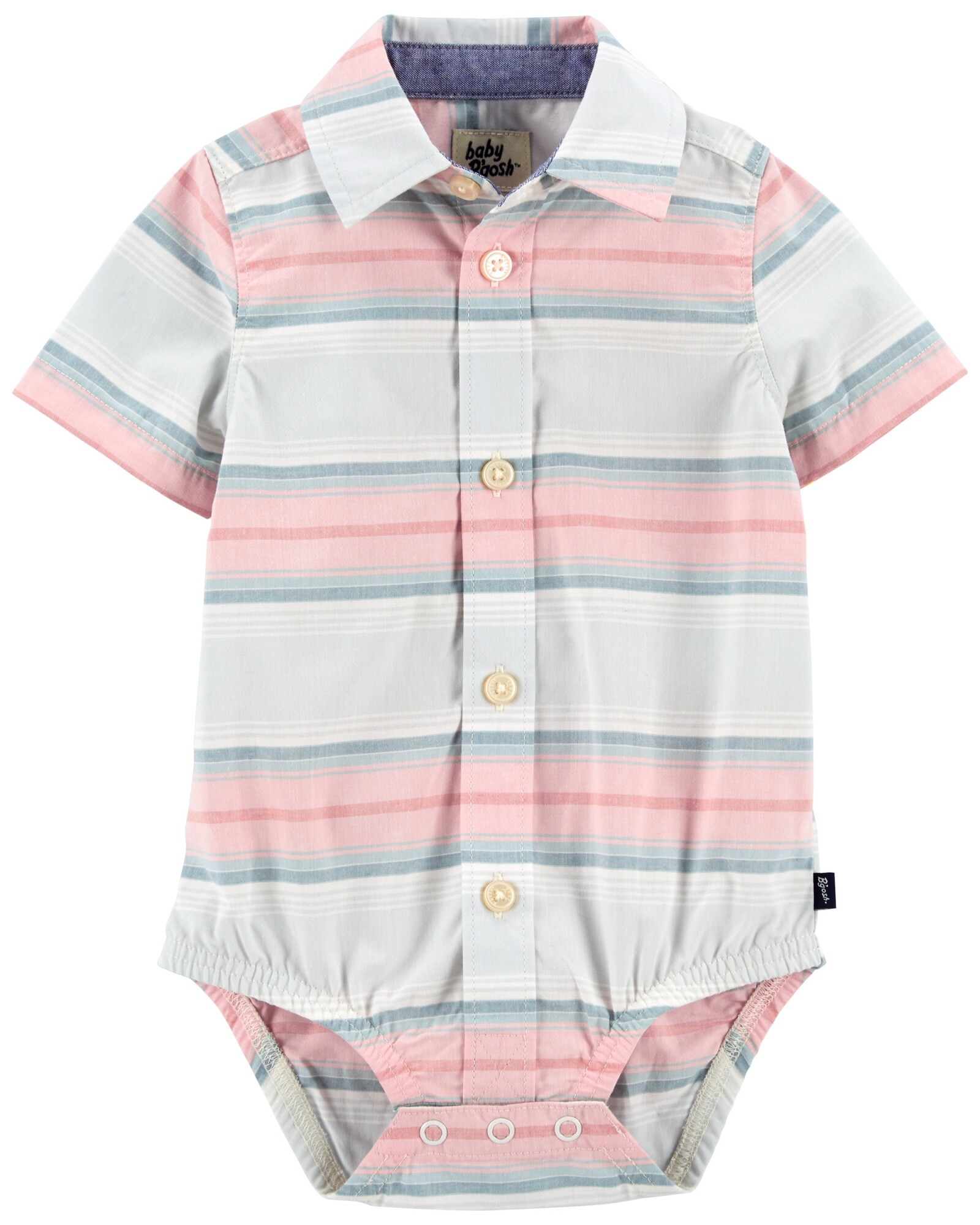 Body de algodón, tipo camisa, diseño a cuadros Sin color