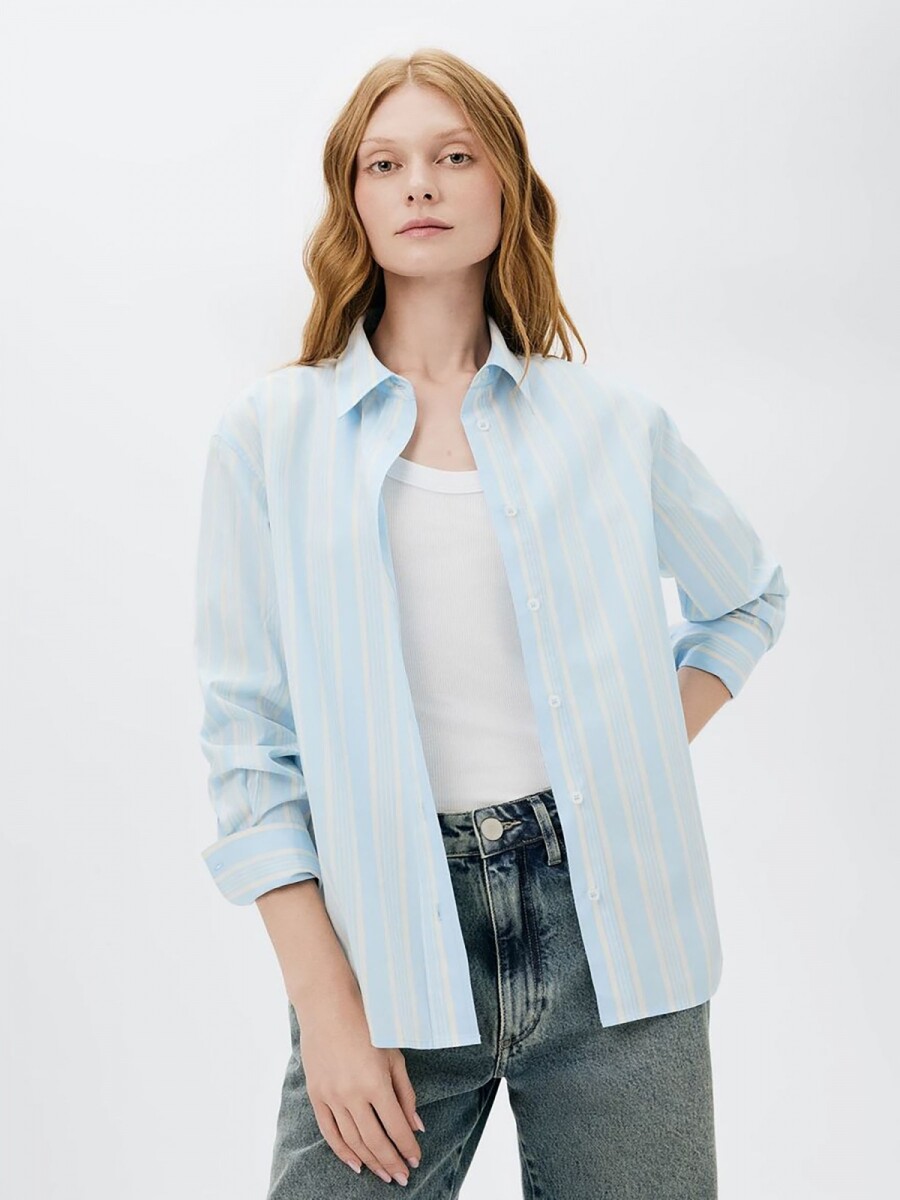 CAMISA MANGA LARGA - CELESTE 