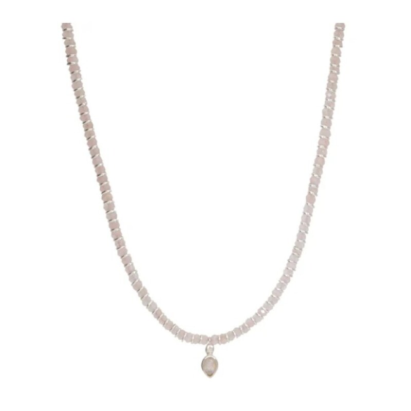 Cadena Brahma-Plata rodinada 925-Piedra Cuarzo rosa-CD2000 - Adulto - Sinpiedra