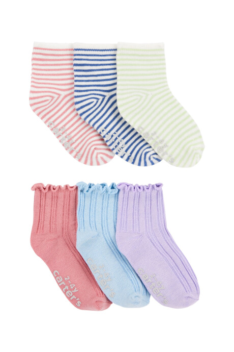 Pack seis pares de medias de algodón, antideslizantes Sin color