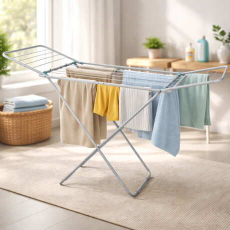 Tendedero de piso con extensiones Slim en acero BLANCO