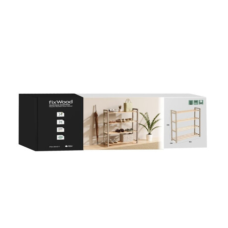 Zapatera Estantería Organizadora 4 Niveles en Madera y PP Natural