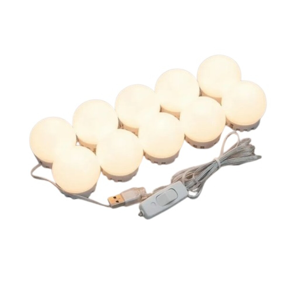 Kit Luces Led Decorativa Para Espejo Maquillaje Usb 10 Focos - Blanco Frío 