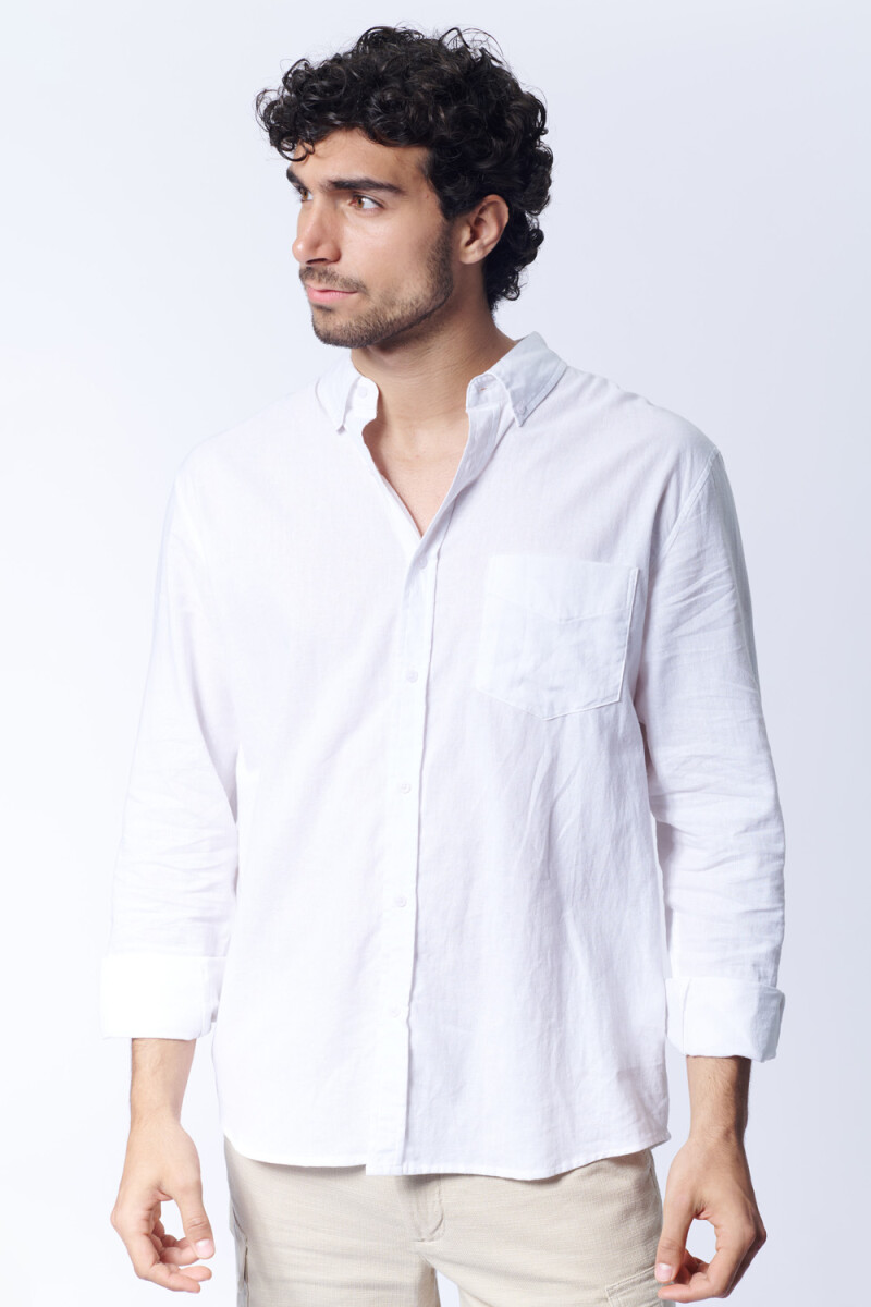 Camisa Con Lino - Blanca 