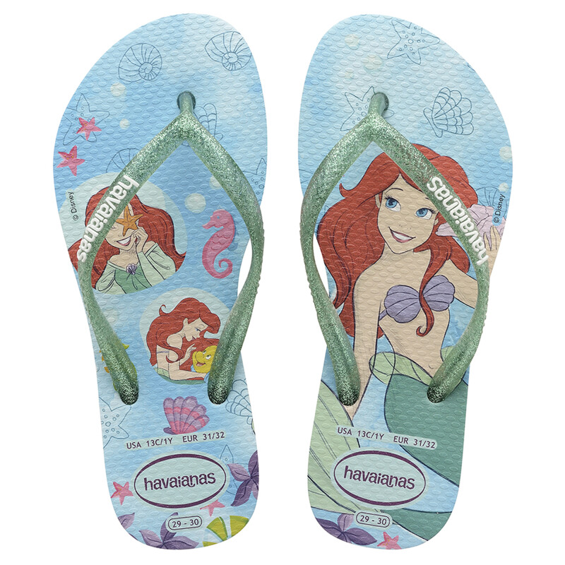 Sandalias Infantiles Havaianas Kids Slim Princes Blanco - Verde