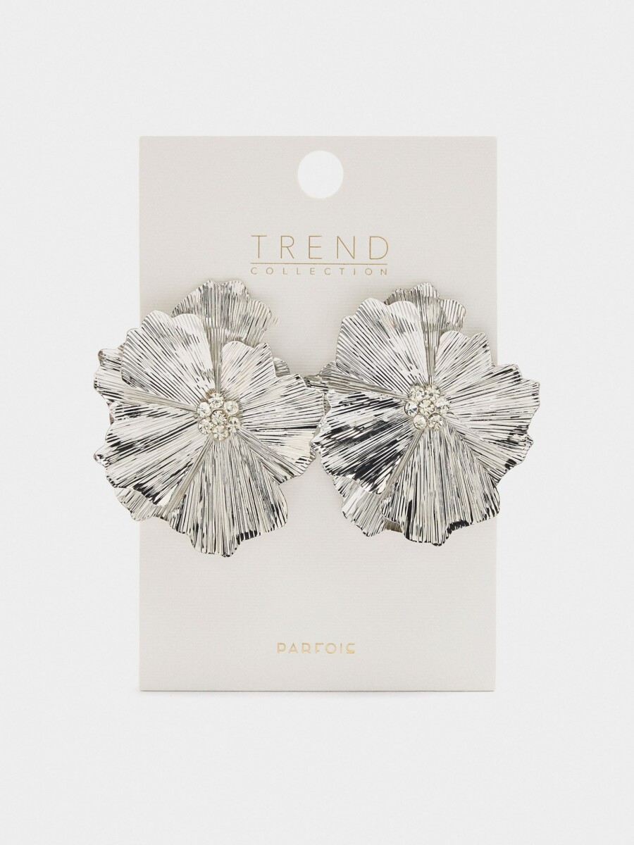 Pendientes Maxi De Flor Doble Esmaltados plateado