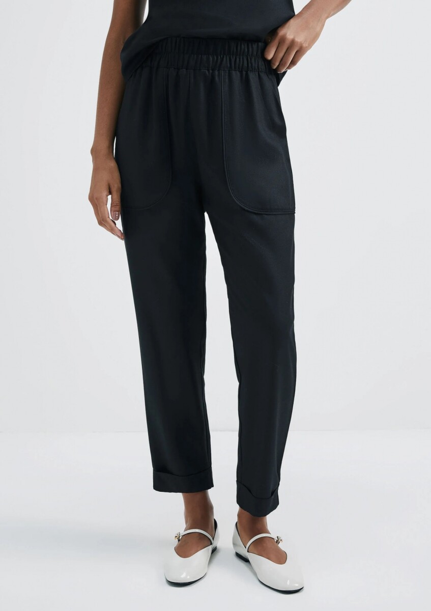 PANTALON CARROT CINTURA ALTA - NEGRO 