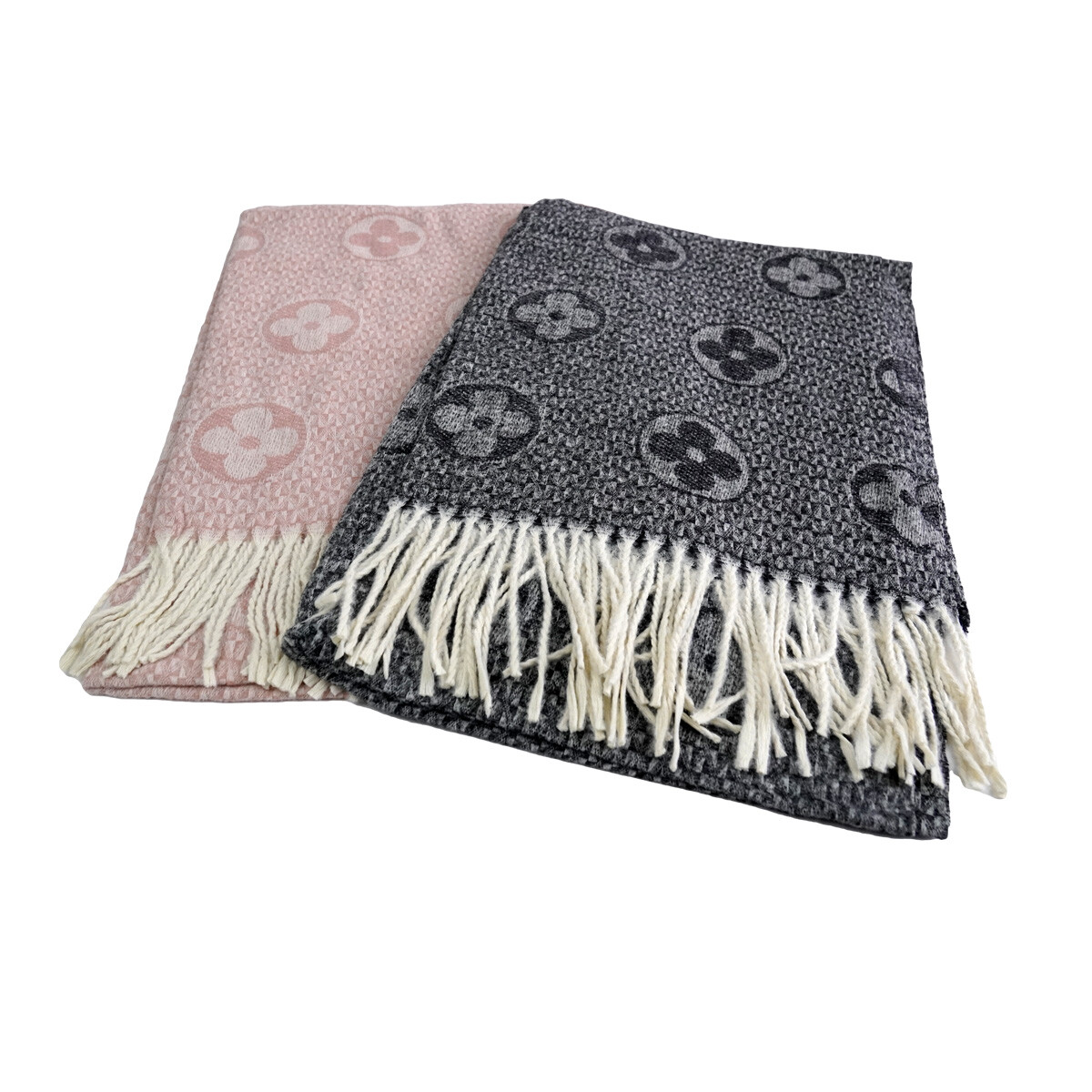 BUFANDA LANILLA C/FLECOS DISEÑO FLORES GRANDDES 220GR 35898 Q60 