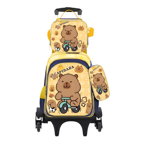 SetX3 Mochila Capibara Carrito Infantil Escolar SetX3 Mochila Capibara Carrito Infantil Escolar