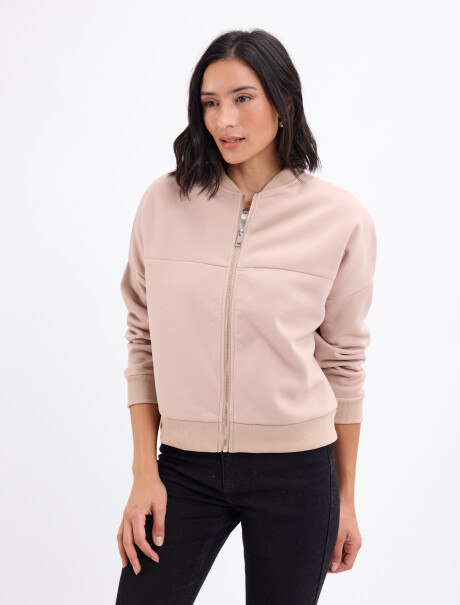 Campera felpa bomber beige