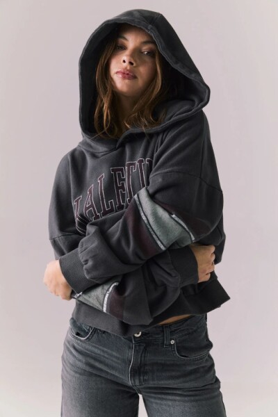 COTTON FLEECE GRAHAM PULLOVER Negro