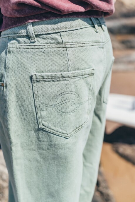 Pantalon Denim Wide Leg Fit / Verde U