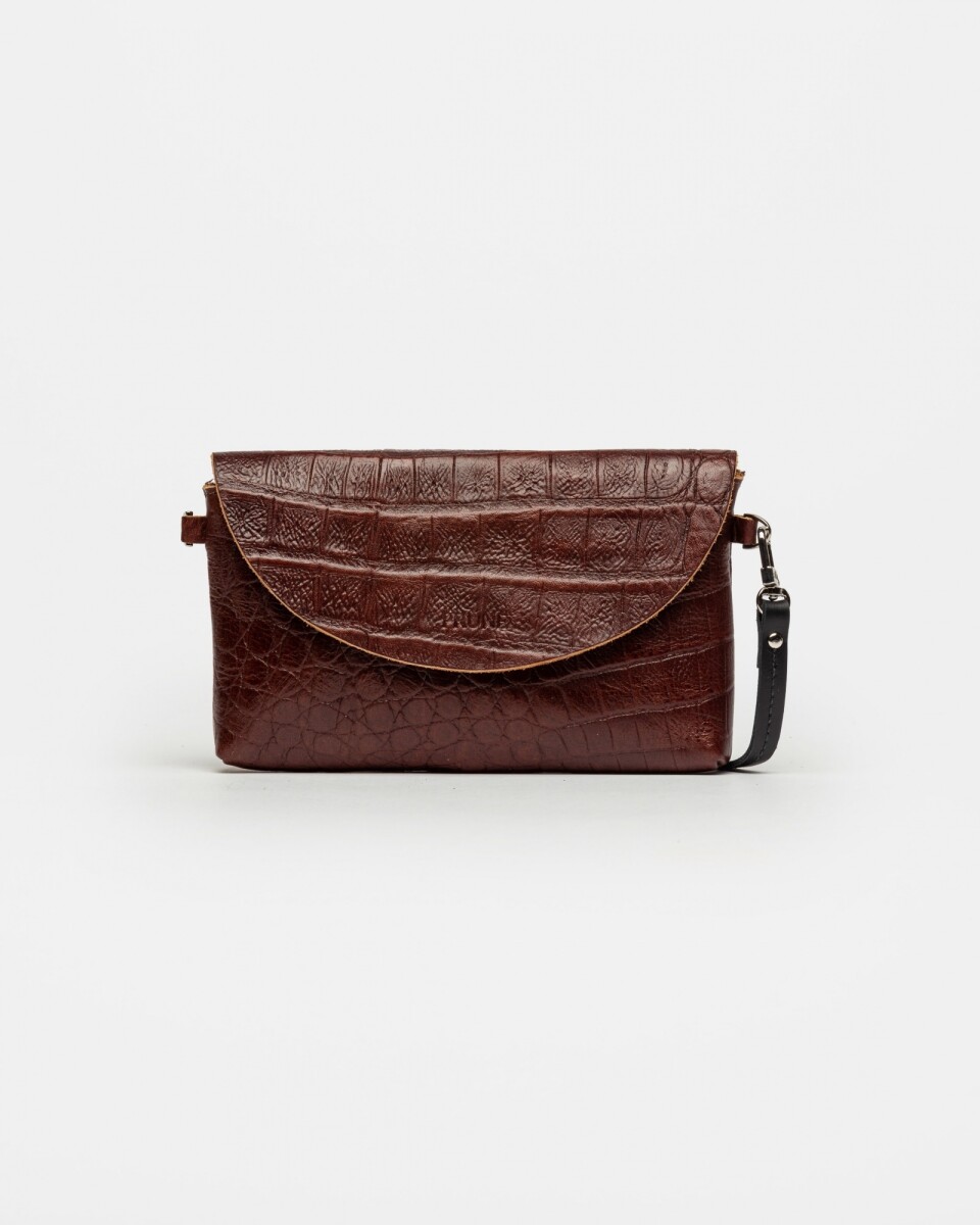 Mini Bag Viena En Cuero Grabado Croco - Red Tabaco 