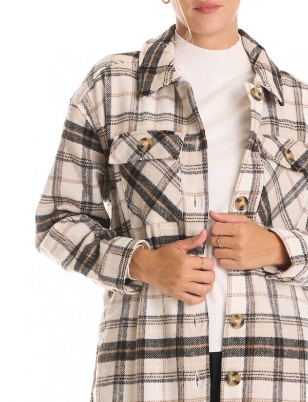 Sobrecamisa Larga Cuadros MULTI/TOSTADO