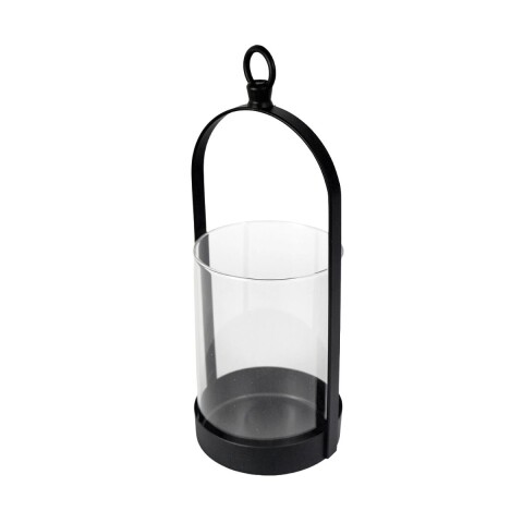 PORTA VELA METAL NEGRO/VIDRIO 10X9X24CM Unica