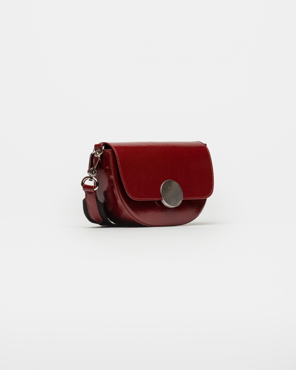 Mini Bag The Circle En Cuero Charol Arrugado Berry