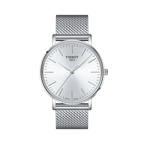 Reloj Tissot Everytime 40mm T1434101101100 para hombre con correa de acero plateado Plateado