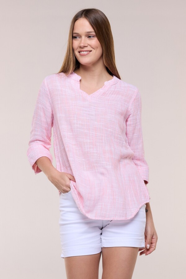 Blusa Con Textura Manga 3/4 ROSA