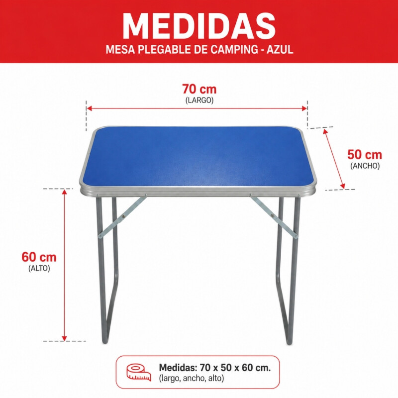 Mesa plegable de camping AZUL