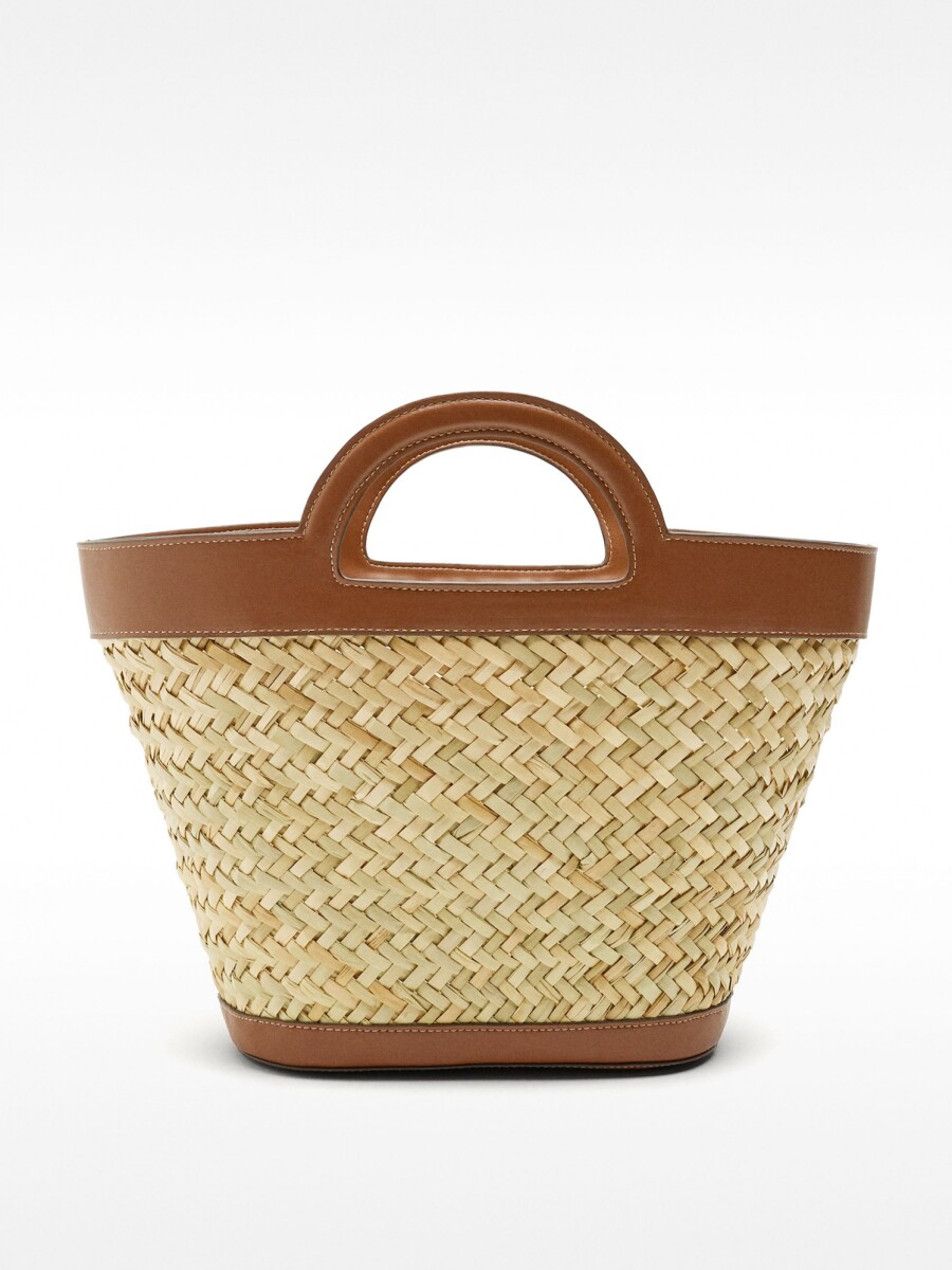 Bolso Tote De Rafia Con Asa Bandolera M camel