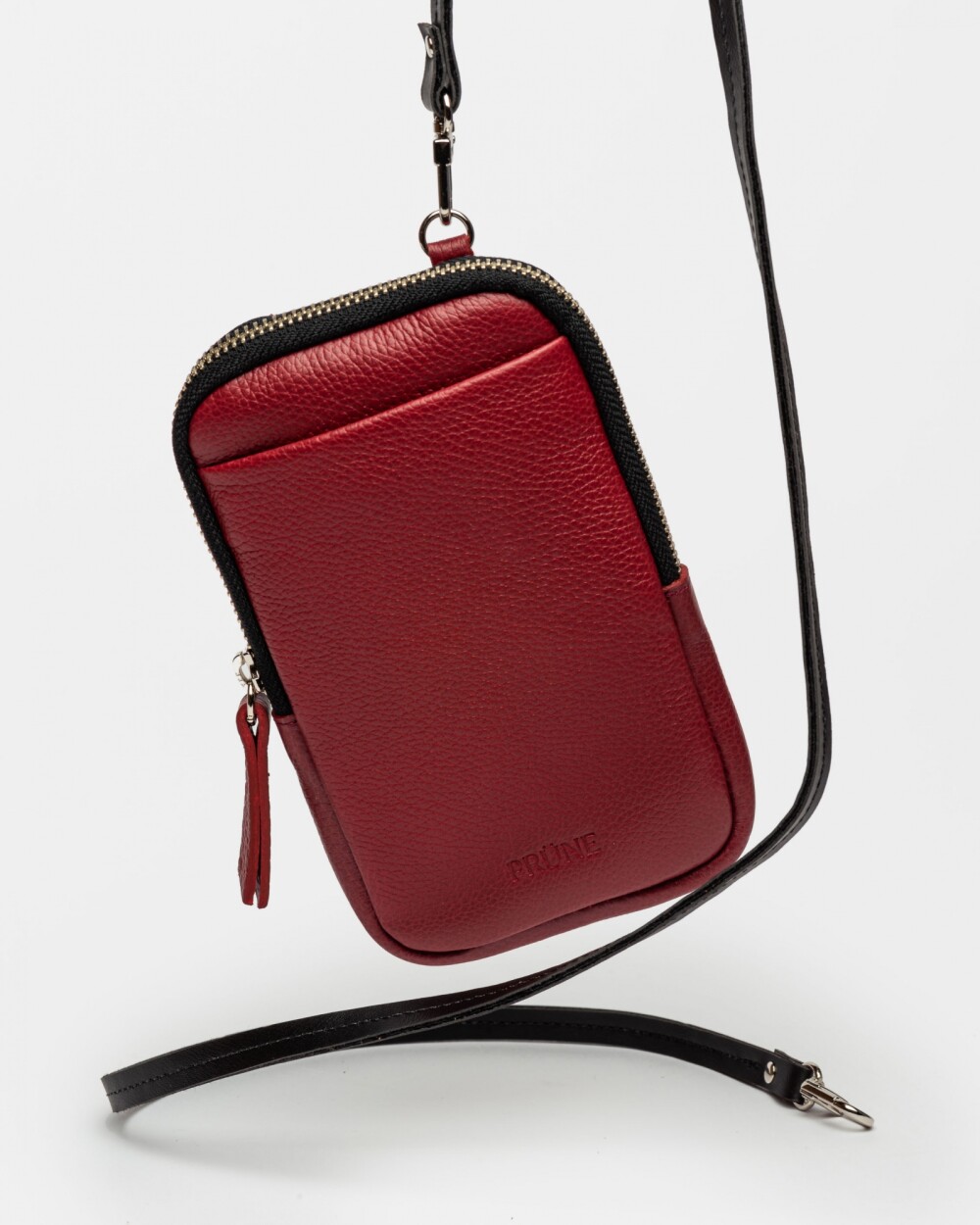 Porta Celular Pia En Cuero Graneado Rojo