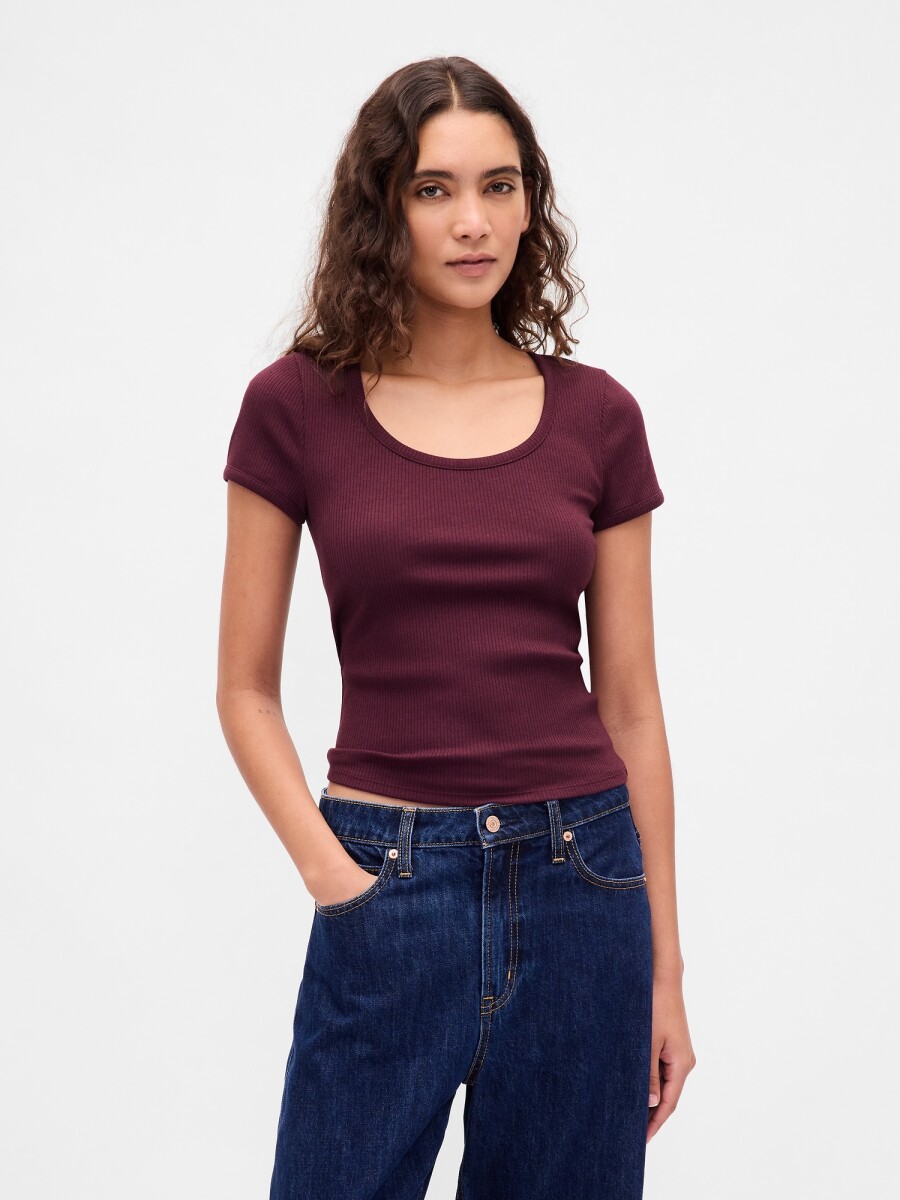 Remera Rib Mujer - Tuscan Red 