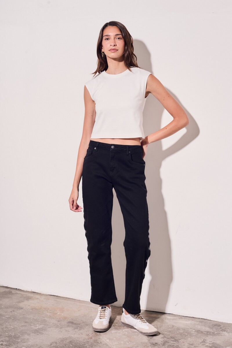 Jean Recto Botones Negro