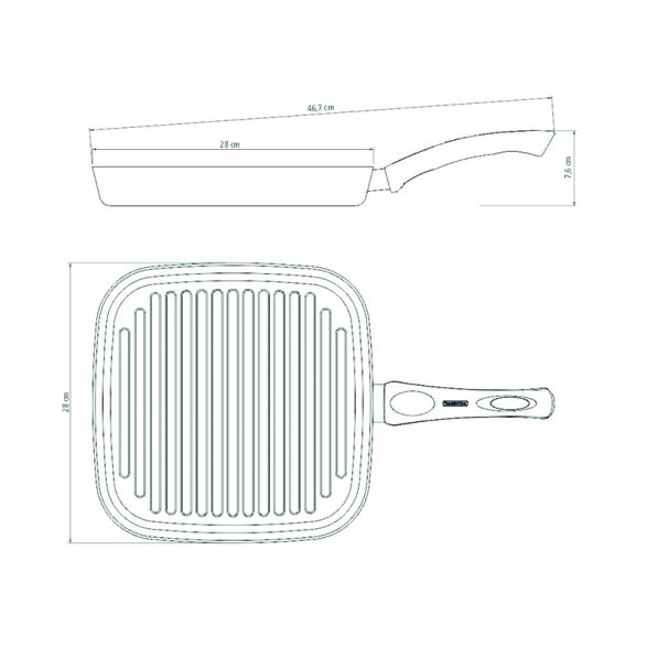Bífera cuadrada modelo "PARIS", 28cm -TRAMONTINA TR5622