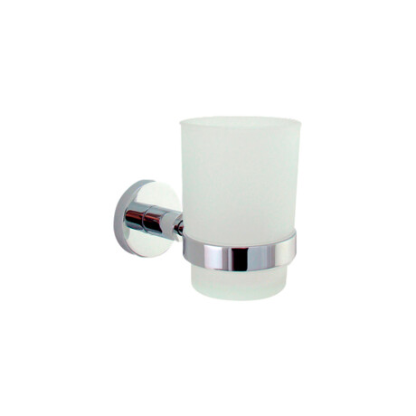 PORTA VASO VIDRIO Y METAL LINEA ROMA COLOR CROMO BRILLANTE CROMO