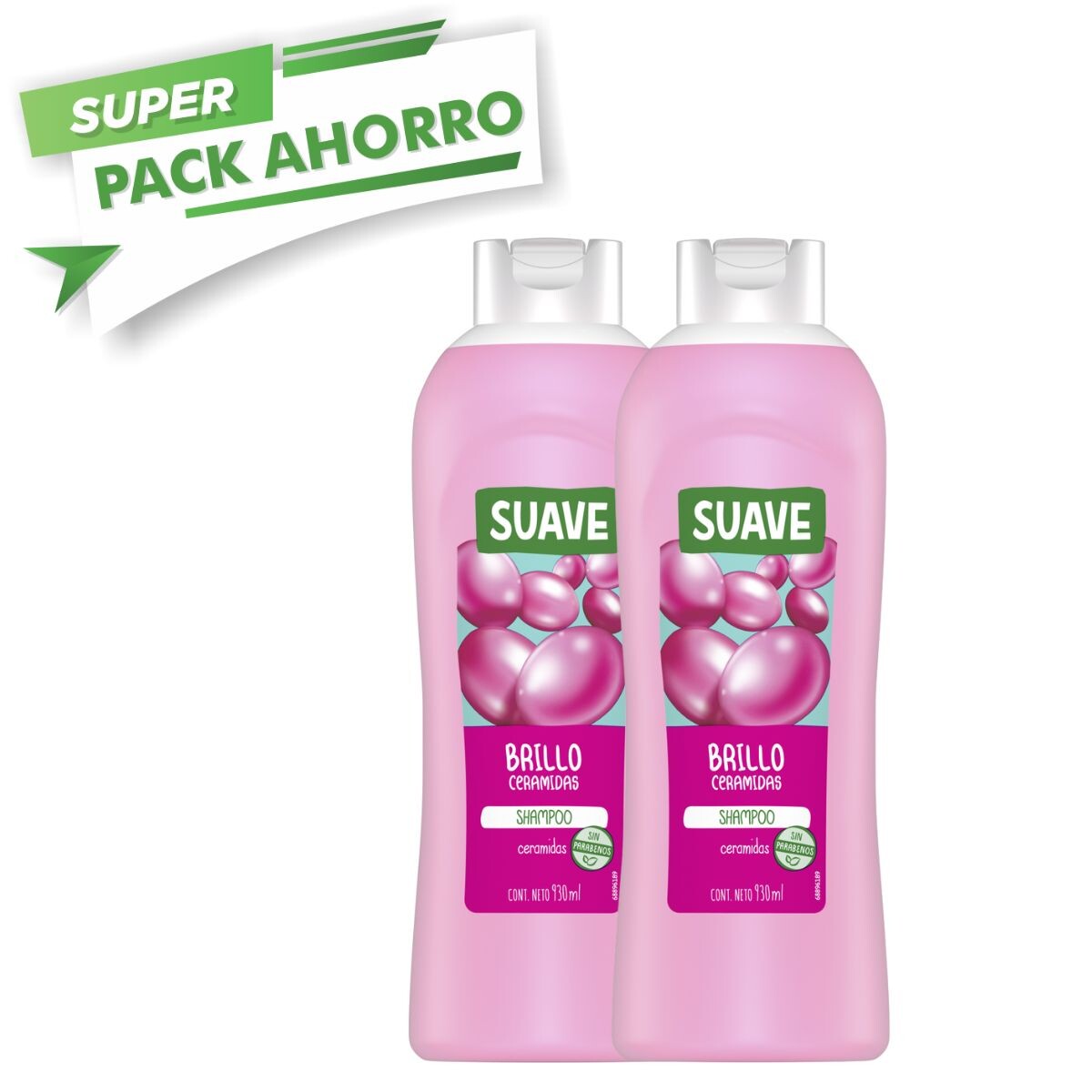 Shampoo Suave Brillo Ceramidas - Pack Ahorro X2 930 ML 