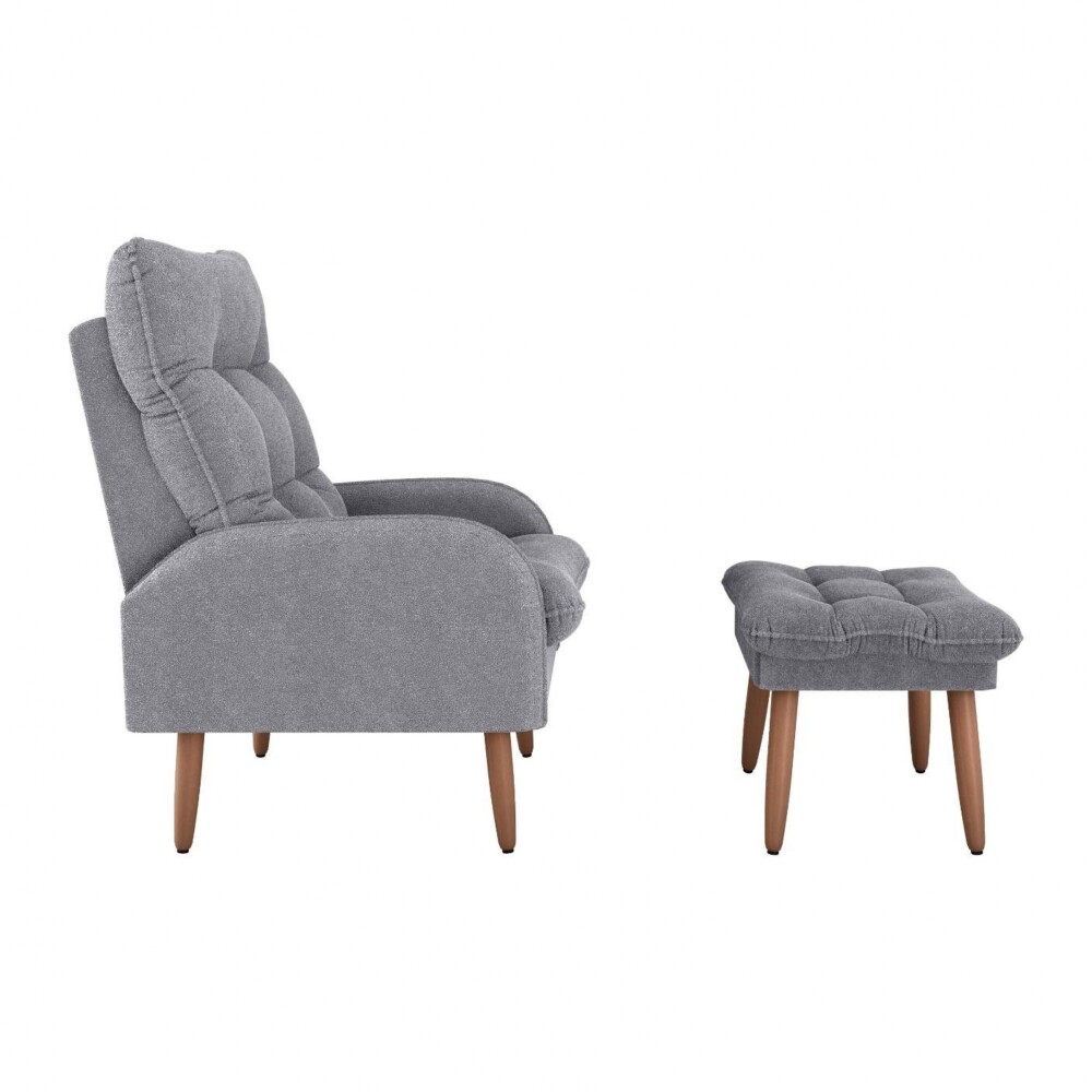 Butaca 1 Cuerpo Living + Puf - Nantes Gris