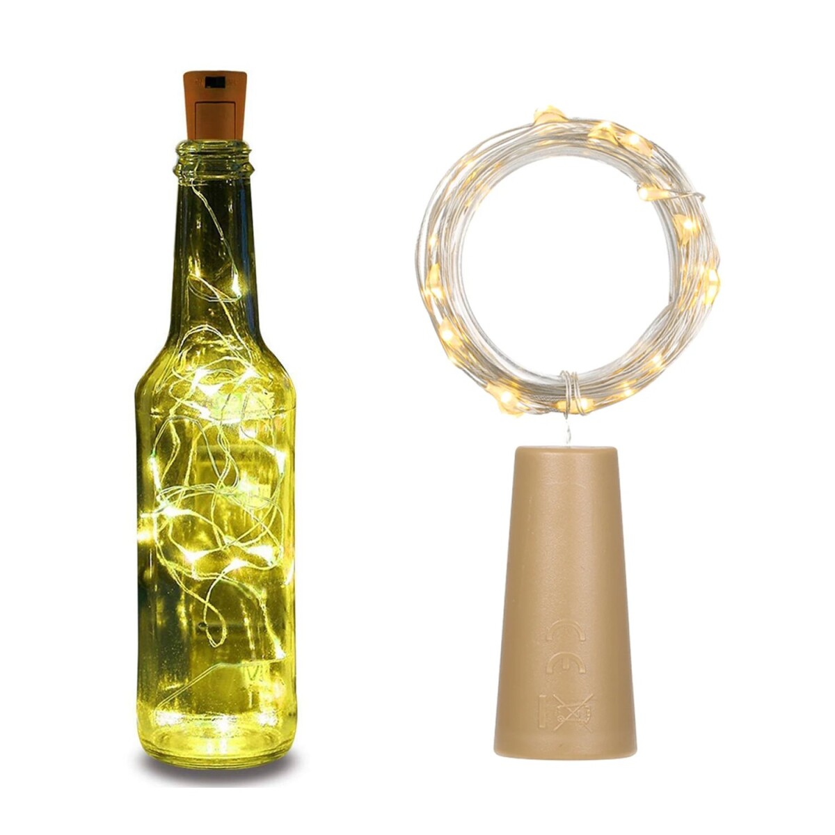 Guirnalda Luces Led Botella Vino Corcho 2 Metros Luz Cálida - Variante Modelo Luz Cálida 