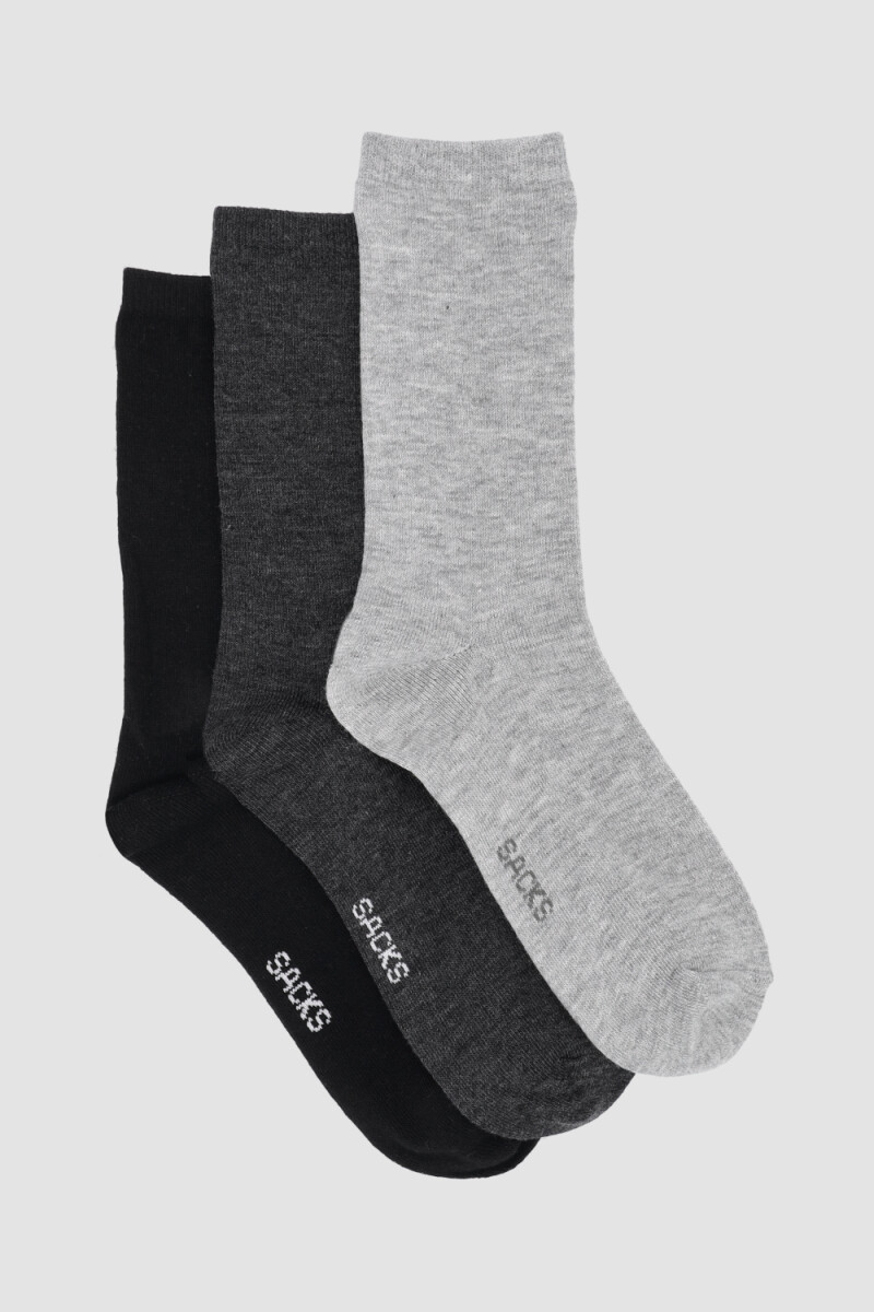Pack de tres medias lisas. de algodón. en varios colores sur Variante 28