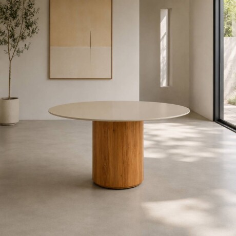 Mesa de Comedor Living - Base laminada - Redonda - 120 Canela