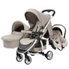 Kit Cochecito Carestino London 3 en 1 + Moisés + Butaca + Accesorios Beige