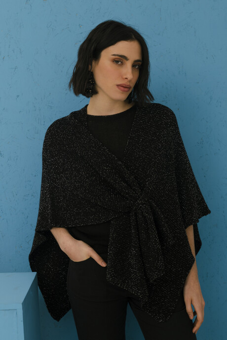 RUANA CRUZADA BRILLO NEGRO
