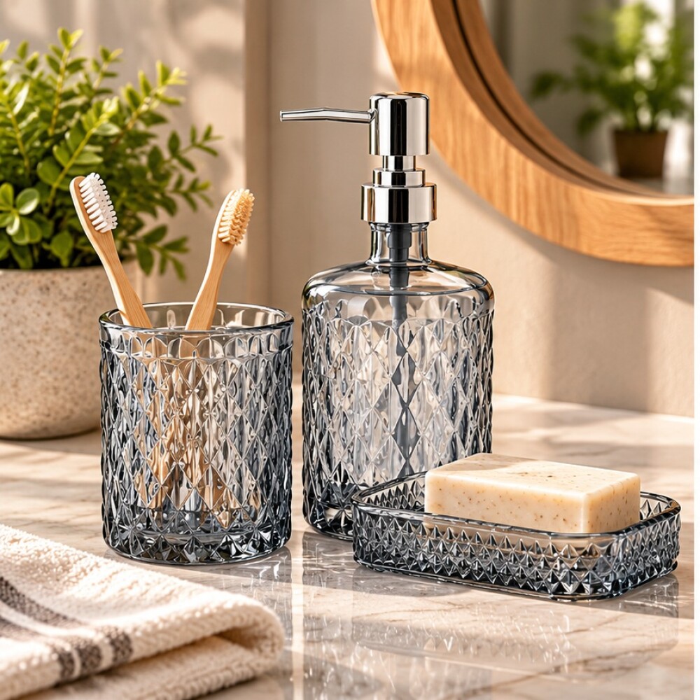 Set baño 3 piezas vidrio DMD-CRS-3BTH HO Set baño 3 piezas vidrio DMD-CRS-3BTH HO