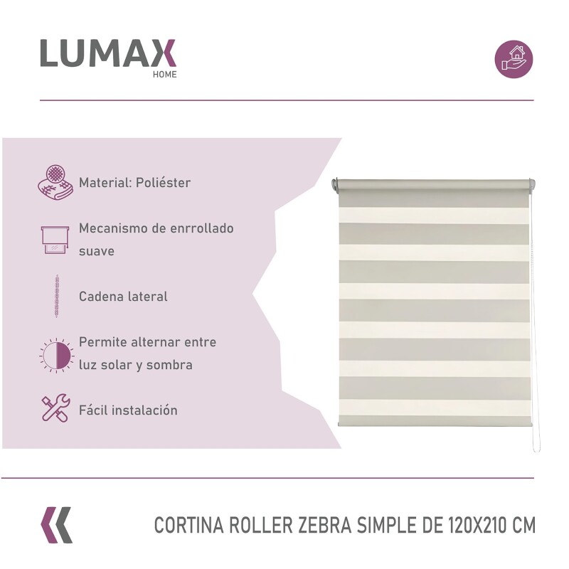 Cortina Roller Zebra Simple Lumax 1.2 X 2.1m Gran Calidad Beige
