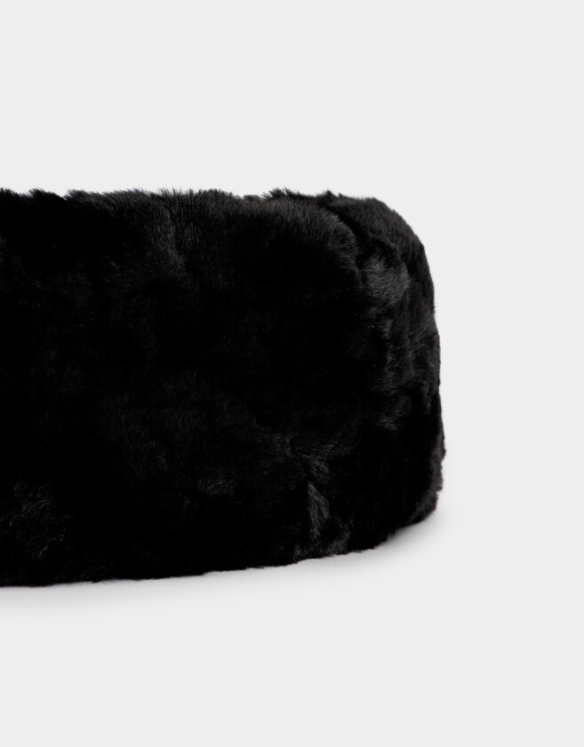 Cuellos Clasico Cuello Tejido Efecto Peluche - Negro