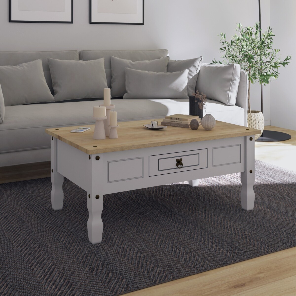 Mesa de centro - Linea Mexicana - 95x50cm - Blanco 