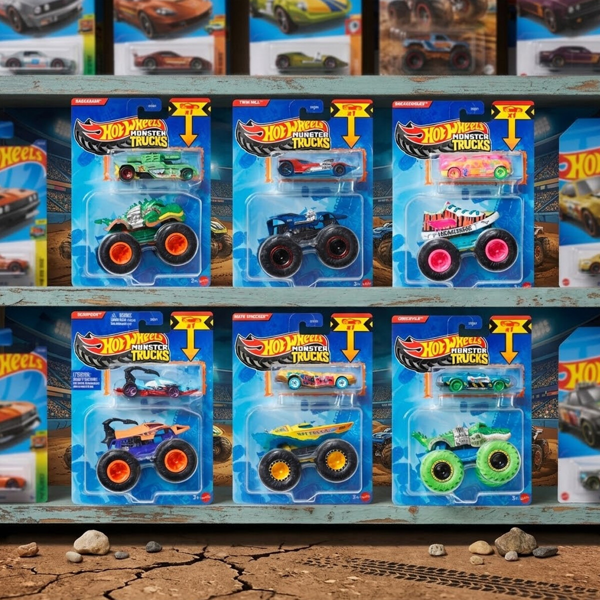 Pack Auto Monster Trucks y Hot Wheels Diseños Surtidos Escala 1:64 