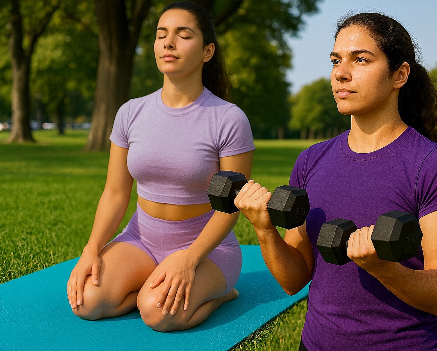 Set de Colchoneta De Yoga De 3mm Y 2 Mancuernas De 5kg 