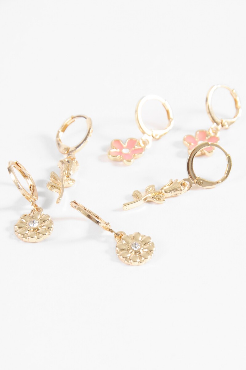 Set de caravanas floral dorado