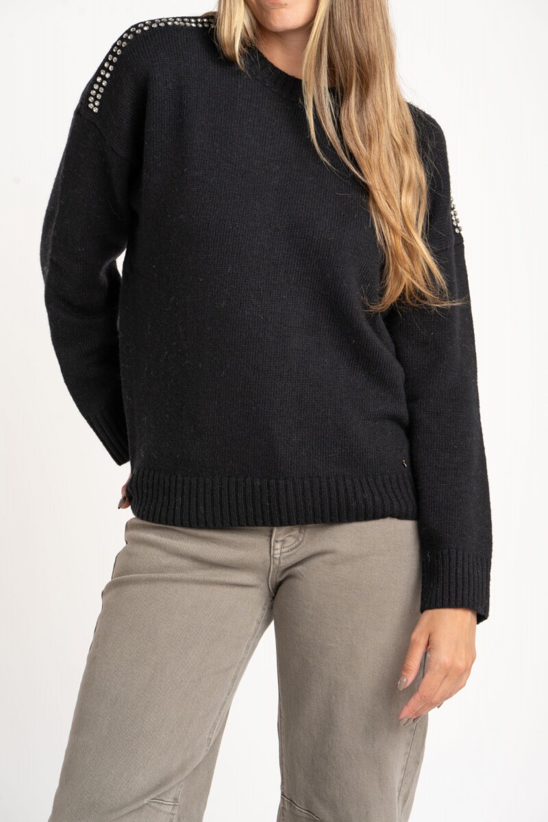 Sweater Lana Apliques Negro