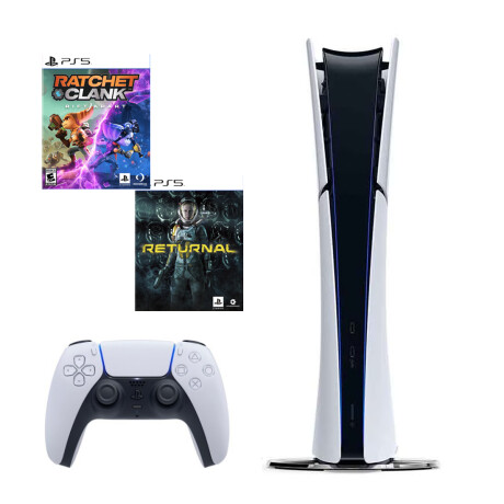 Sony PS5 PlayStation 5 Slim Digital Edition 1TB Super Bundle Returnal + Ratchet Clank White