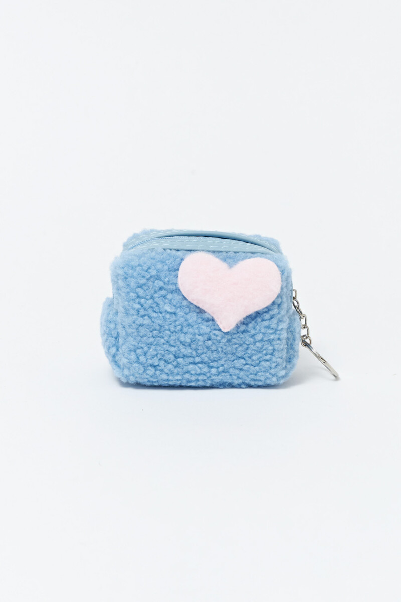 Llavero mini bag corazón Celeste