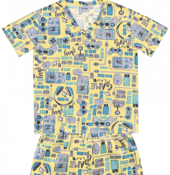 Conjunto de pijamas para niños (camiseta y shorts) AMARILLO